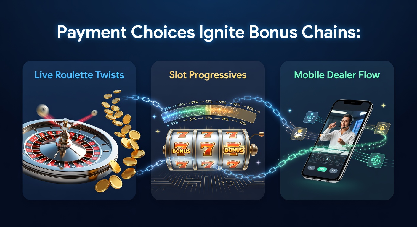 Dynamisches Bild eines Live-Dealers am Mobile-Gerät mit fließenden Zahlungsströmen, progressiven Jackpots und Roulette-Twists im Hintergrund